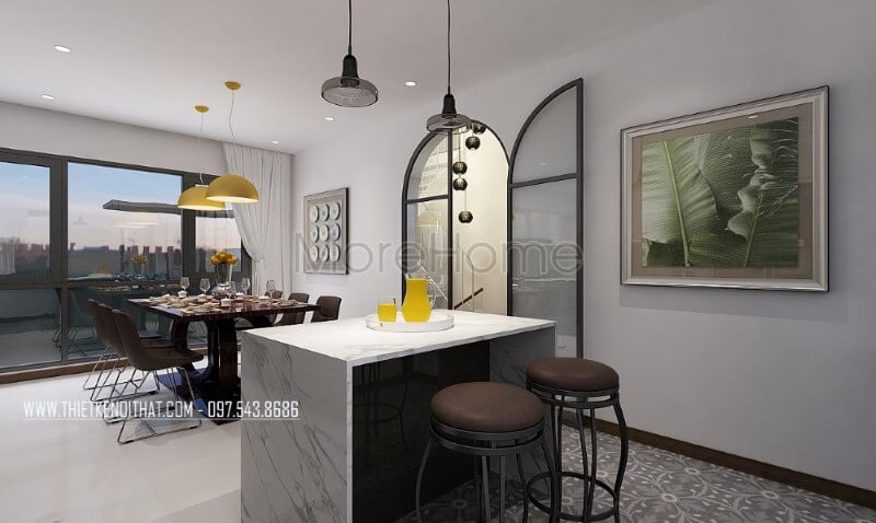 Đá vân mây nhân tạo cho bàn đảo phòng bếp hiện đại, đẹp, sang trọng. Đá ốp bàn đảo bếp biệt thự