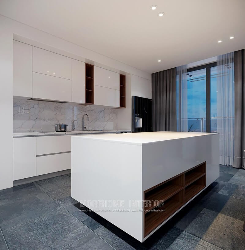 Ấn tượng và lạ mắt với mẫu thiết kế nội thất phòng bếp chung cư sang trọng Thiết kế phòng bếp đẹp và sang trọng