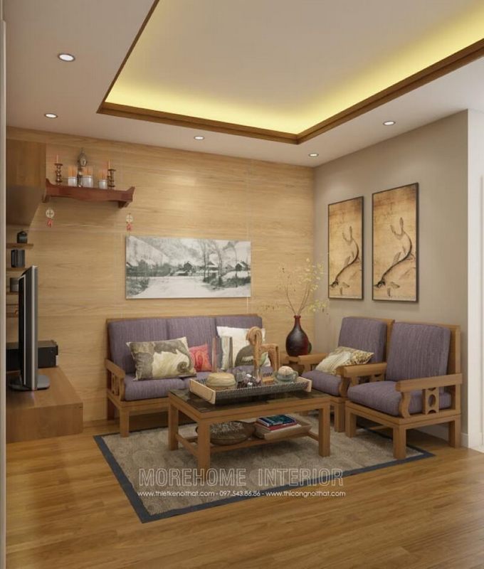 Bàn trà MH-HD002 gỗ tự nhiên hiện đại trang trí phòng khách chung cư đẹp