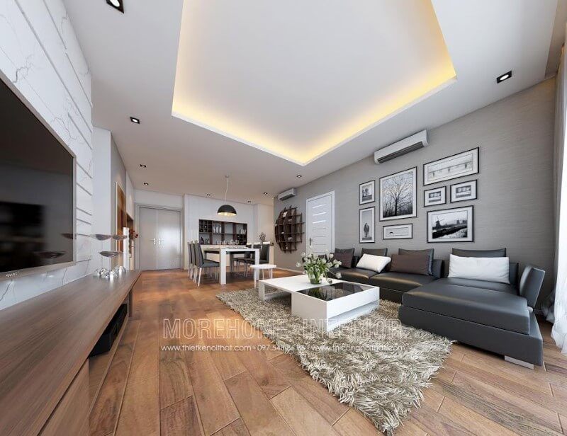 Với lối thiết kế hiện đại phồi kết hợp giữa chất liệ kính và gỗ công nghiệp, màu sơn xem kẽ đen trắng hài hòa mang đến nét đẹp vừa năng động vừa cá tính cho không gian sống