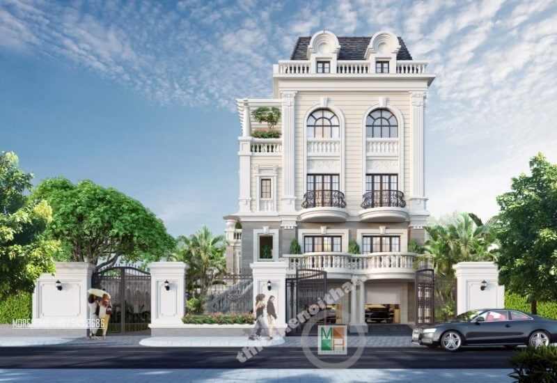 Mẫu thiết kế biệt thự tân cổ điển đẹp đẳng cấp tại Nghệ An được đánh giá cao về sự đẹp mắt.