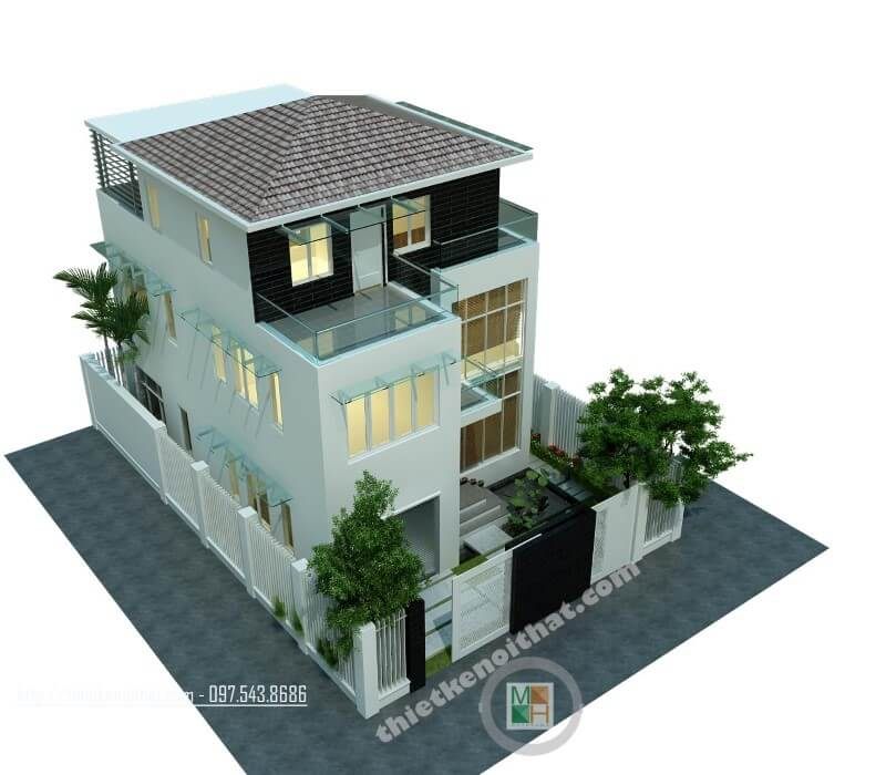 Kiến trúc nhà biệt thự hiện đại và đẹp cao cấp được thiết kế tại Hà Đông, Hà Nội.